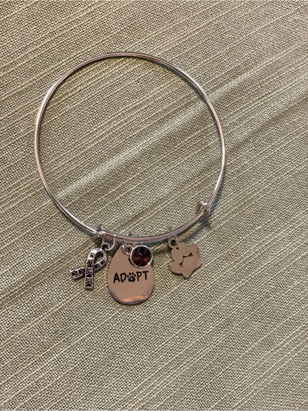 Stainless Steel Bangle Bracelet with various Adopt Pet Charms